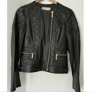 Michael Michael Kors  Moto leather  Jacket New with Tags Size Large Black Gold